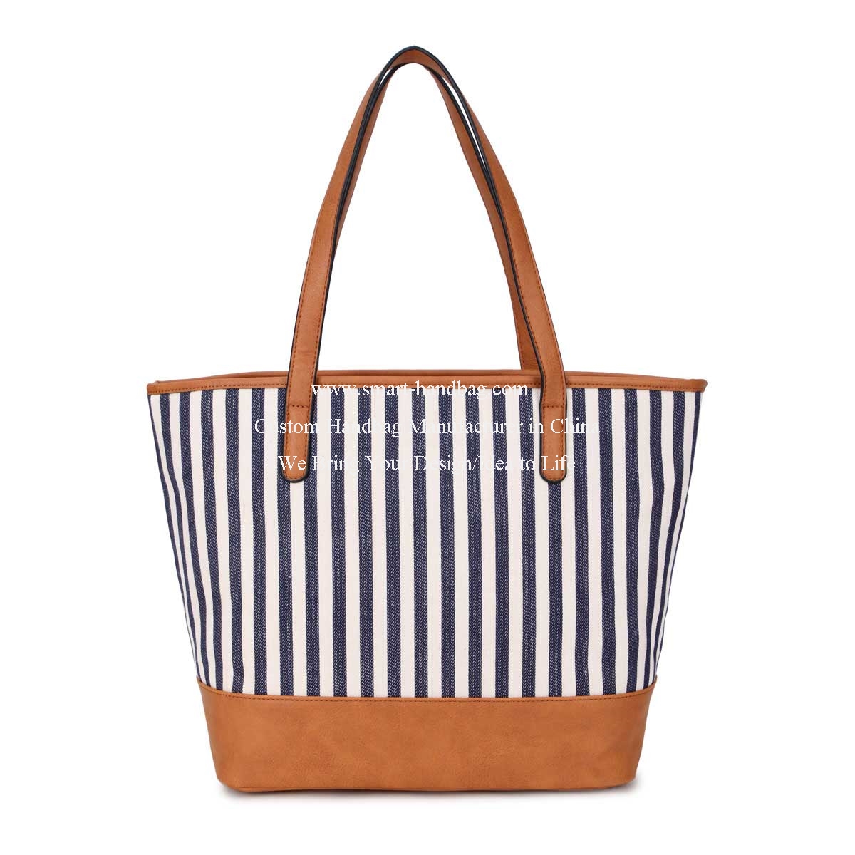 Printed Strip Line Canvas Tote Lady Hand Bag