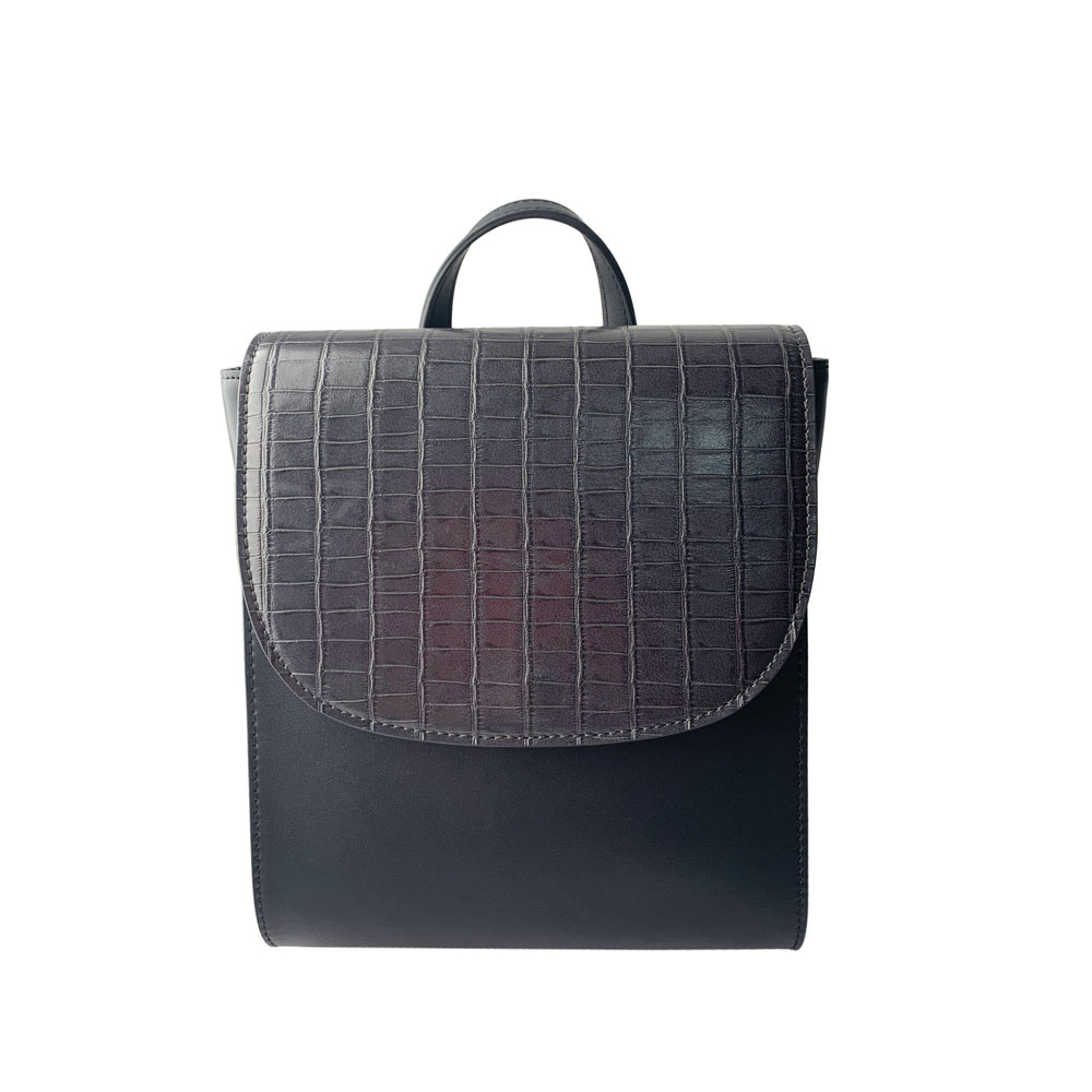 Fashion Color Contrast Croco Backpack Bag
