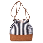 Printed Canvas Drawstring Bucket Bag