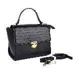 Women Satchel Bag With Lock Closure Flap