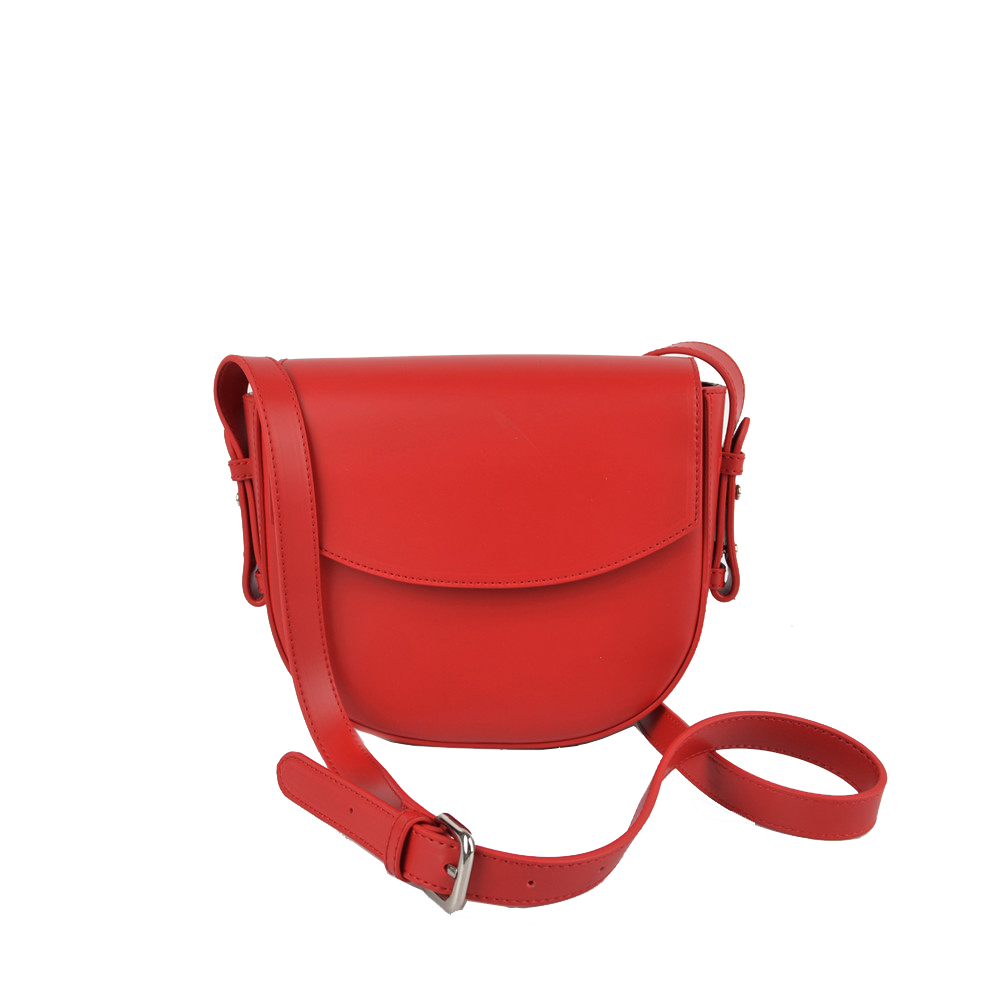 Red Crossbody Bag with Flat